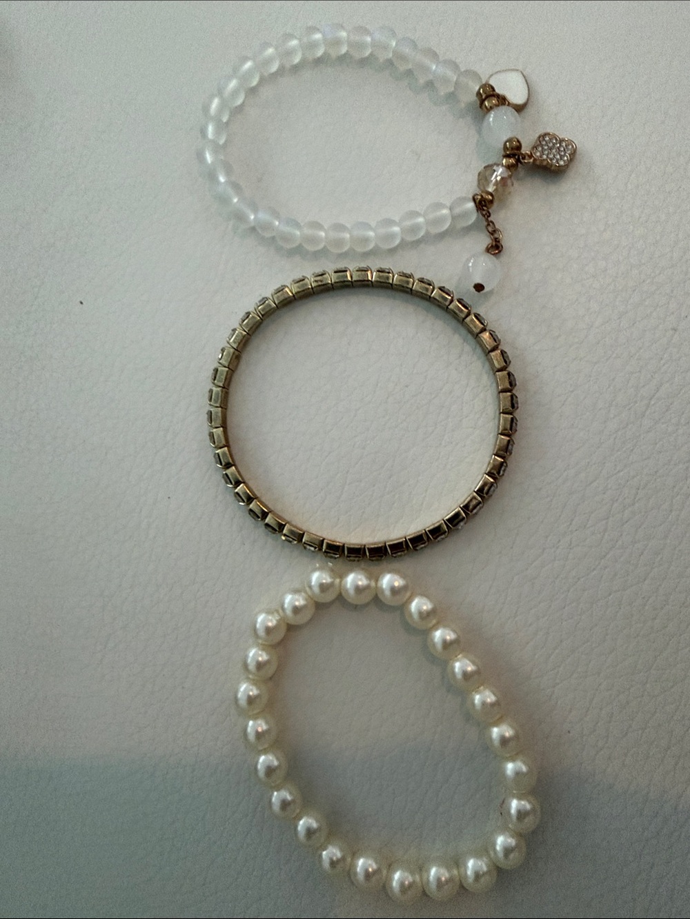 Gold-Tone and White Pearl Bracelet Set